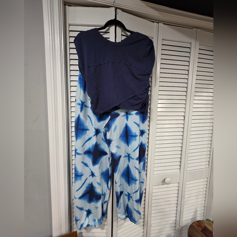 FP Movement by Free People Blue Tie-Dye Joggers And Cropped Top Set